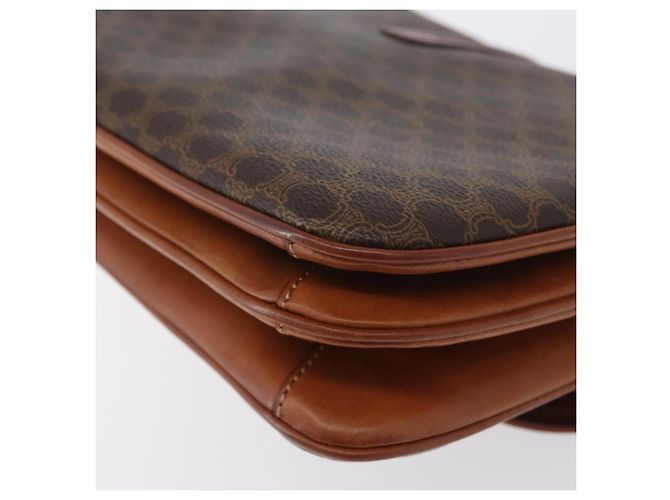 Céline Borsa a Spalla in Tela Macadam CELINE in Pelle PVC Marrone Oro Auth LNZ270 D'oro - vista 16