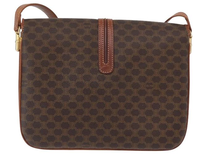 Céline Borsa a Spalla in Tela Macadam CELINE in Pelle PVC Marrone Oro Auth LNZ270 D'oro - vista 2