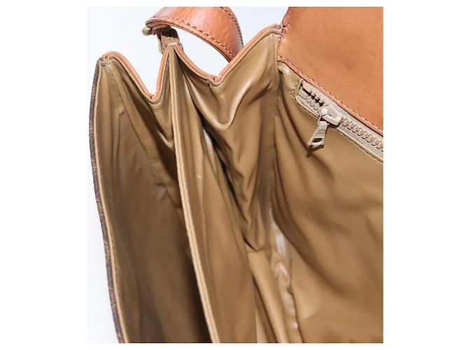 Céline Borsa a Spalla in Tela Macadam CELINE in Pelle PVC Marrone Oro Auth LNZ270 D'oro - vista 20