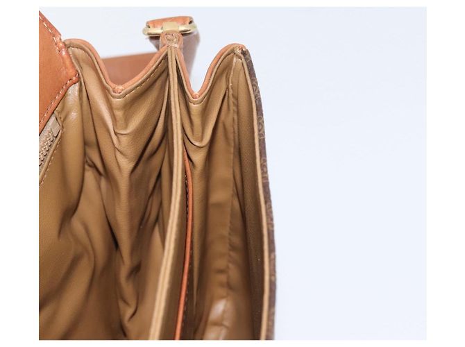 Céline Borsa a Spalla in Tela Macadam CELINE in Pelle PVC Marrone Oro Auth LNZ270 D'oro - vista 22