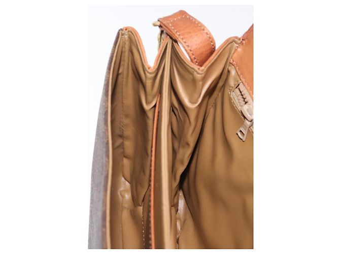 Céline Borsa a Spalla in Tela Macadam CELINE in Pelle PVC Marrone Oro Auth LNZ270 D'oro - vista 23