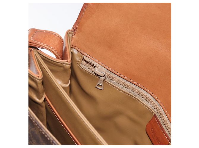 Céline Borsa a Spalla in Tela Macadam CELINE in Pelle PVC Marrone Oro Auth LNZ270 D'oro - vista 24