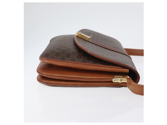 Céline Borsa a Spalla in Tela Macadam CELINE in Pelle PVC Marrone Oro Auth LNZ270 D'oro - vista 3