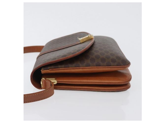 Céline Borsa a Spalla in Tela Macadam CELINE in Pelle PVC Marrone Oro Auth LNZ270 D'oro - vista 4