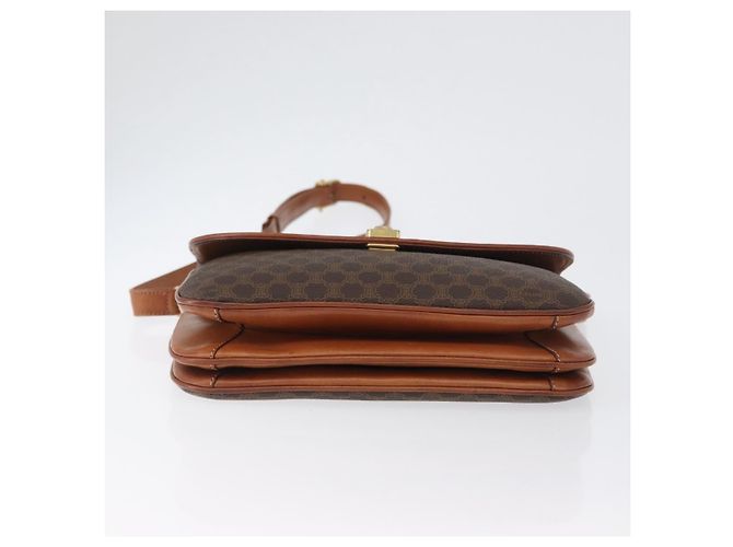 Céline Borsa a Spalla in Tela Macadam CELINE in Pelle PVC Marrone Oro Auth LNZ270 D'oro - vista 5