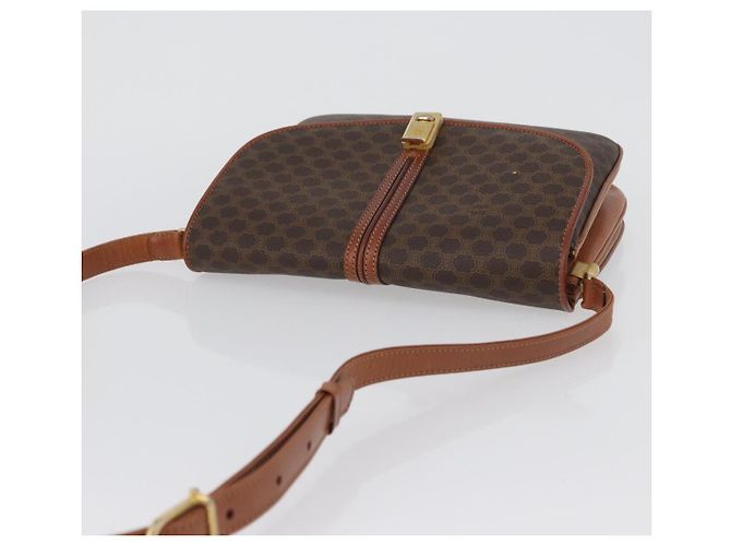 Céline Borsa a Spalla in Tela Macadam CELINE in Pelle PVC Marrone Oro Auth LNZ270 D'oro - vista 6