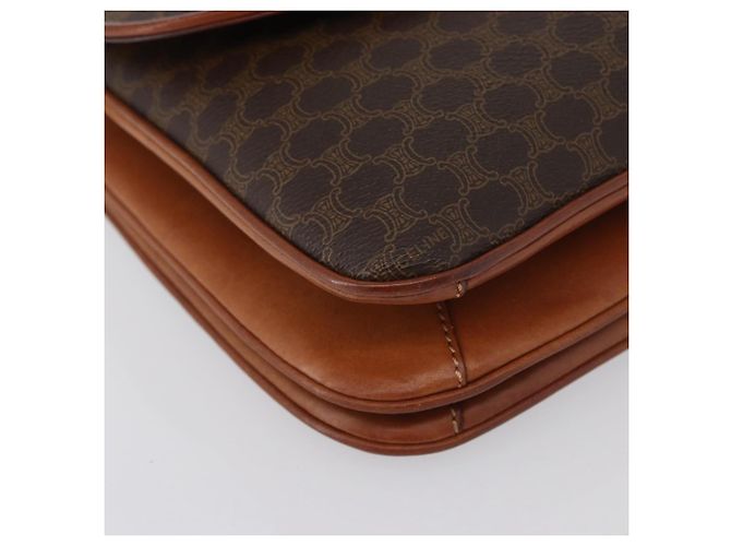 Céline Borsa a Spalla in Tela Macadam CELINE in Pelle PVC Marrone Oro Auth LNZ270 D'oro - vista 9