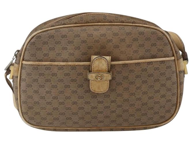 Gucci Borsa a Spalla Micro GG Supreme PVC Beige Oro 001 418 4795 Auth 173551 D'oro - vista 13
