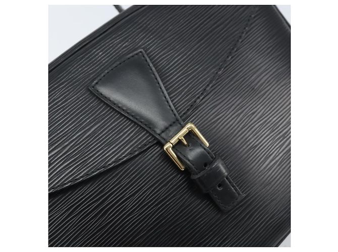 LOUIS VUITTON Bolsa de Ombro Epi Jeune Fille MM Preta M52152 LV Auth BA10442 Preto - vista 18