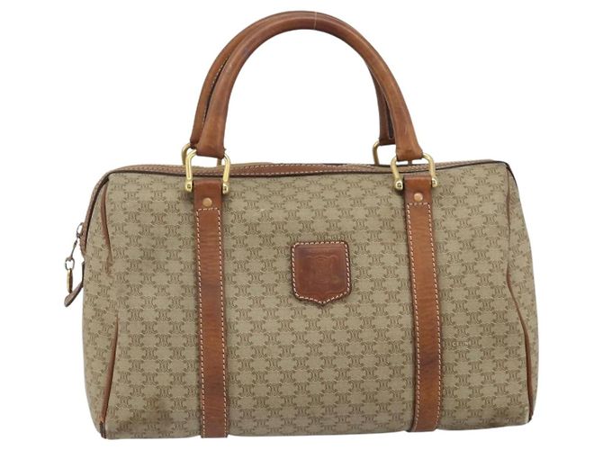Céline Borsa a mano in tela Macadam CELINE in pelle PVC beige oro Auth 172224 D'oro - vista 13