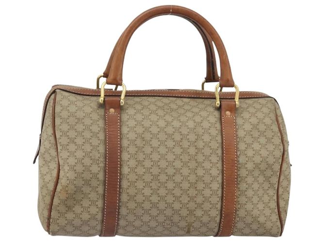 Céline Borsa a mano in tela Macadam CELINE in pelle PVC beige oro Auth 172224 D'oro - vista 2