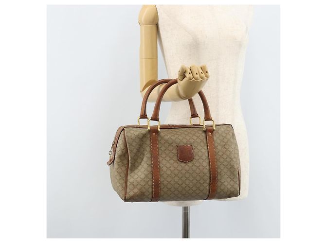 Céline Borsa a mano in tela Macadam CELINE in pelle PVC beige oro Auth 172224 D'oro - vista 23