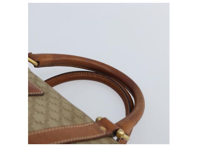 Céline Borsa a mano in tela Macadam CELINE in pelle PVC beige oro Auth 172224 D'oro - vista 8