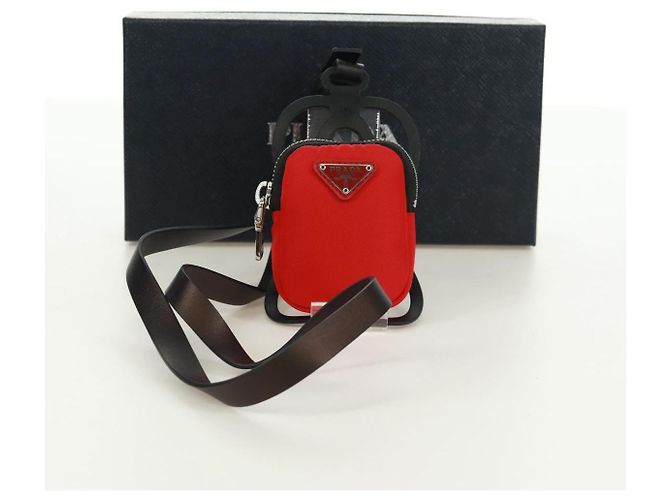 Custodia per telefono PRADA in nylon rosso argento autentica 165922V - vista 12