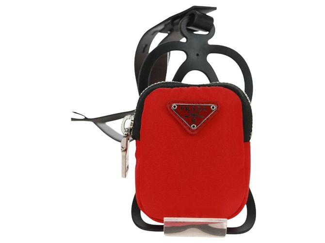 Custodia per telefono PRADA in nylon rosso argento autentica 165922V - vista 13