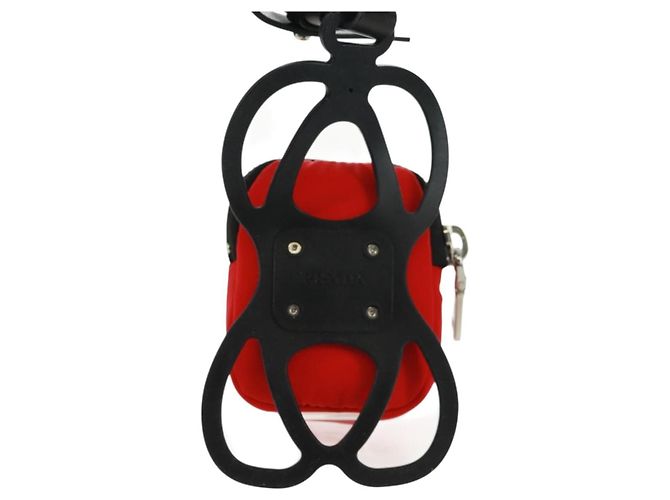 Custodia per telefono PRADA in nylon rosso argento autentica 165922V - vista 2