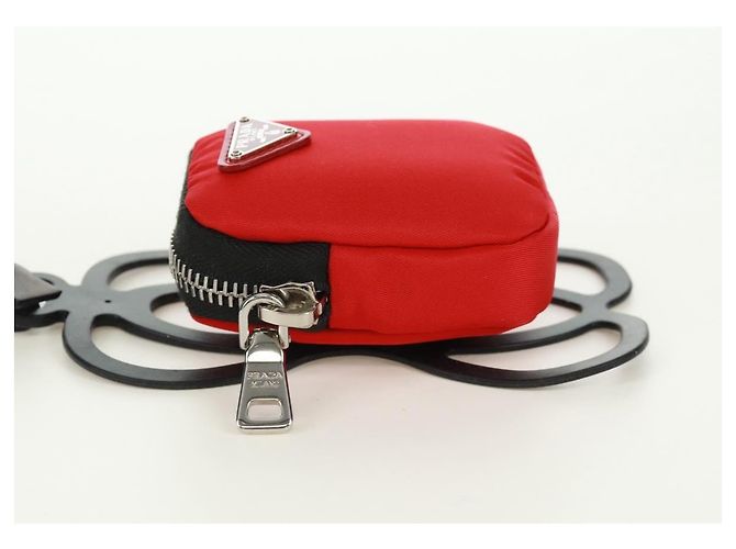 Custodia per telefono PRADA in nylon rosso argento autentica 165922V - vista 3