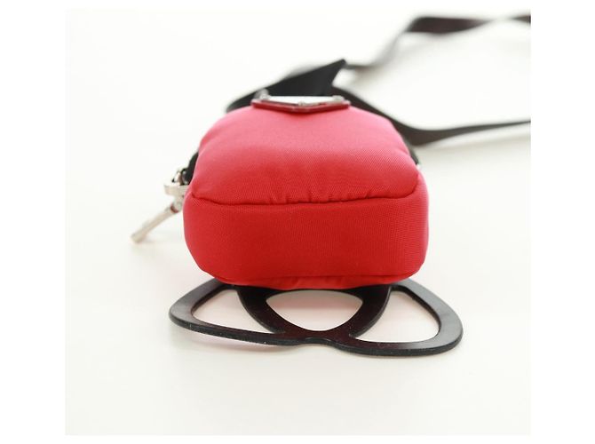 Custodia per telefono PRADA in nylon rosso argento autentica 165922V - vista 5