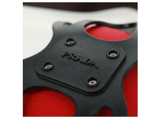 Custodia per telefono PRADA in nylon rosso argento autentica 165922V - vista 9