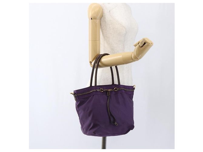 PRADA Borsa a mano in nylon viola oro Auth ep13355 D'oro Porpora - vista 21