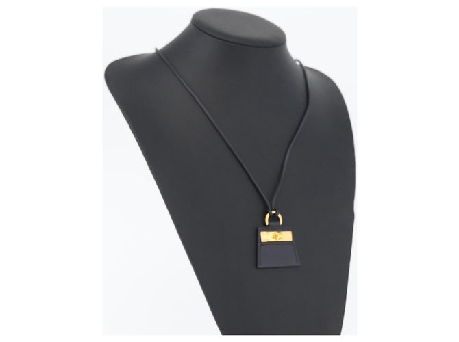 Hermès HERMES Il Mio Piccolo Collana Kelly PM Pelle Nera Auth 170847M Nero - vista 19