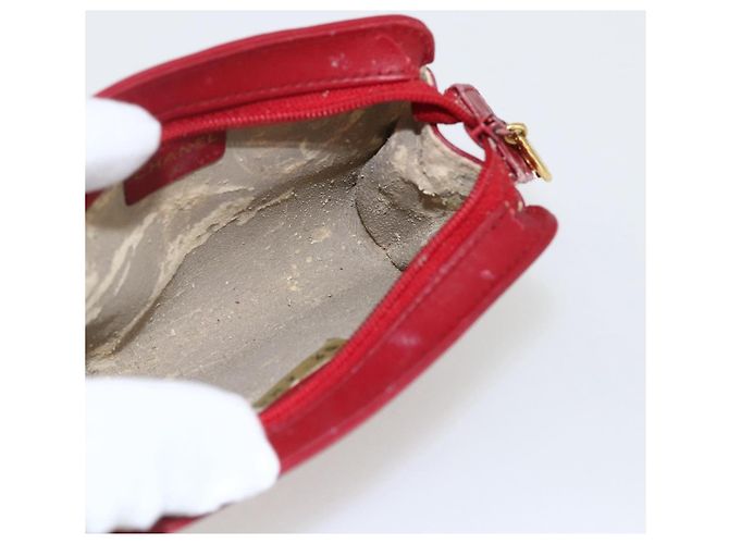 Bolso CHANEL de piel de cordero rojo oro CC Auth 172608 Roja Dorado - vista 10