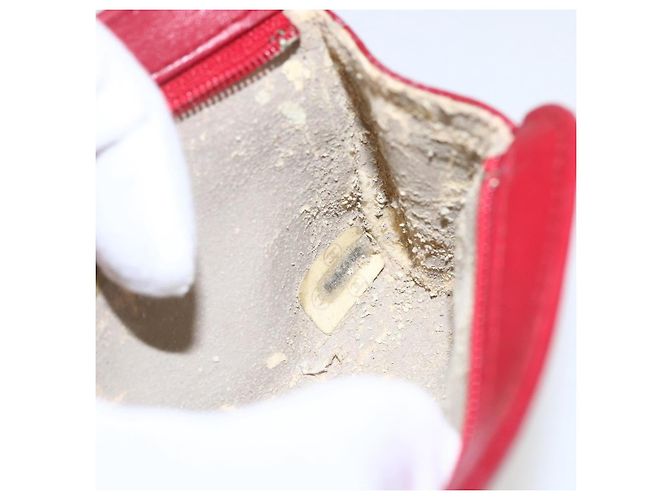 Bolso CHANEL de piel de cordero rojo oro CC Auth 172608 Roja Dorado - vista 12