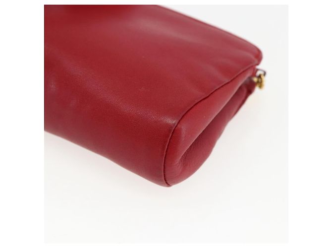 Bolso CHANEL de piel de cordero rojo oro CC Auth 172608 Roja Dorado - vista 15