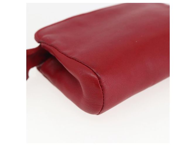 Bolso CHANEL de piel de cordero rojo oro CC Auth 172608 Roja Dorado - vista 16