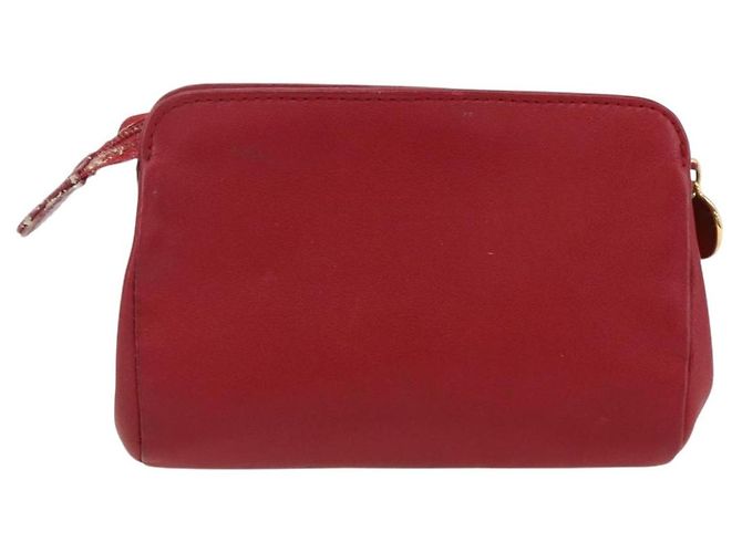 Bolso CHANEL de piel de cordero rojo oro CC Auth 172608 Roja Dorado - vista 2