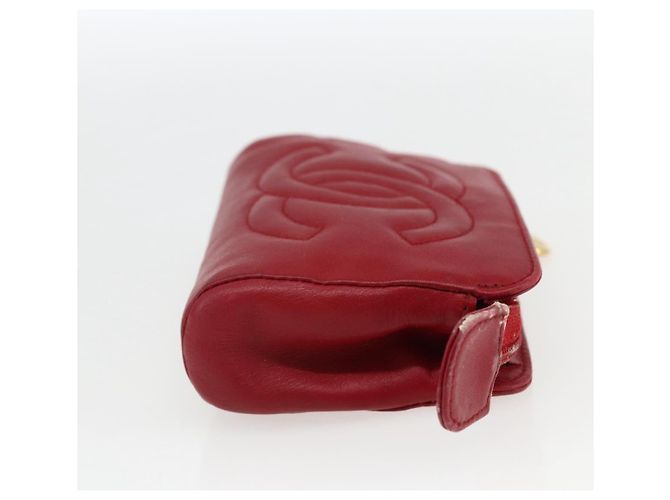 Bolso CHANEL de piel de cordero rojo oro CC Auth 172608 Roja Dorado - vista 4