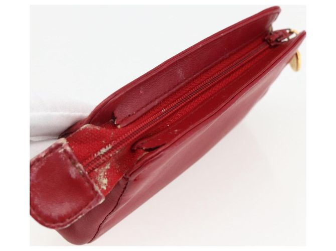 Bolso CHANEL de piel de cordero rojo oro CC Auth 172608 Roja Dorado - vista 5