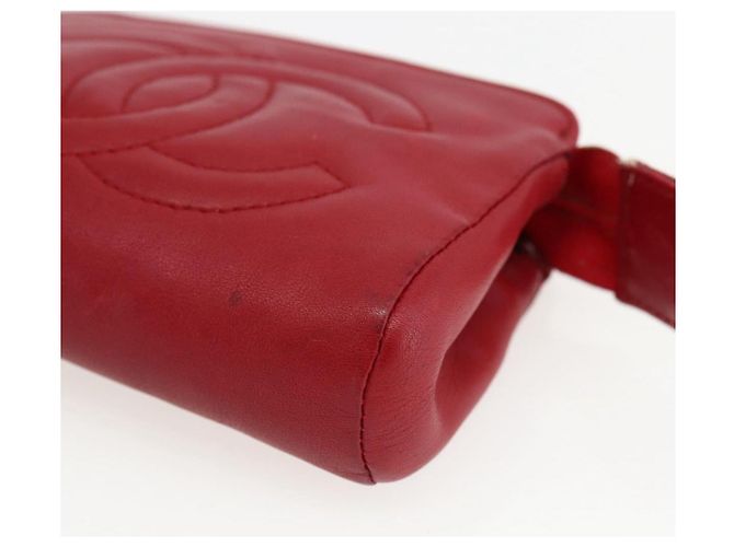 Bolso CHANEL de piel de cordero rojo oro CC Auth 172608 Roja Dorado - vista 7