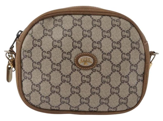 Borsa a Spalla GUCCI GG Plus Supreme PVC Beige Oro Auth 173465 D'oro - vista 13