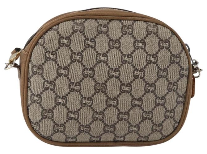Borsa a Spalla GUCCI GG Plus Supreme PVC Beige Oro Auth 173465 D'oro - vista 2