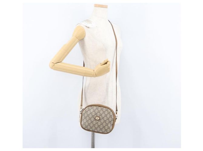 Borsa a Spalla GUCCI GG Plus Supreme PVC Beige Oro Auth 173465 D'oro - vista 20
