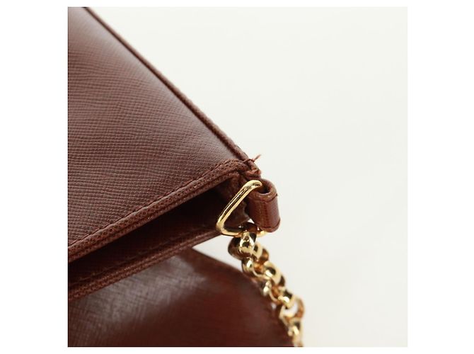 Autre Marque Borsa a spalla a catena in pelle marrone dorato Auth 173250V D'oro - vista 10