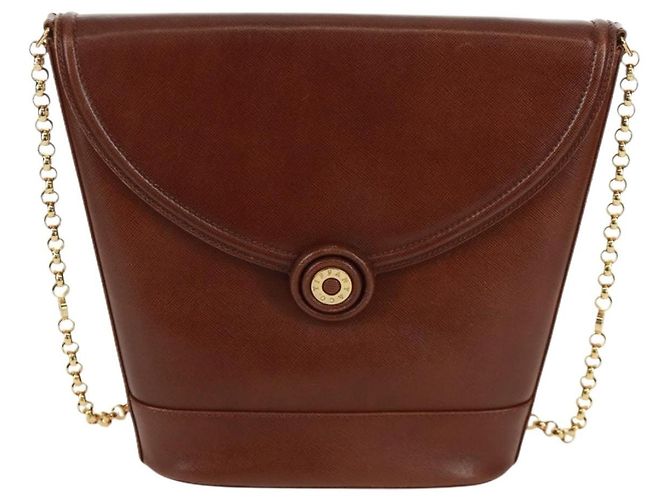 Autre Marque Borsa a spalla a catena in pelle marrone dorato Auth 173250V D'oro - vista 13