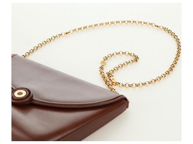 Autre Marque Borsa a spalla a catena in pelle marrone dorato Auth 173250V D'oro - vista 14