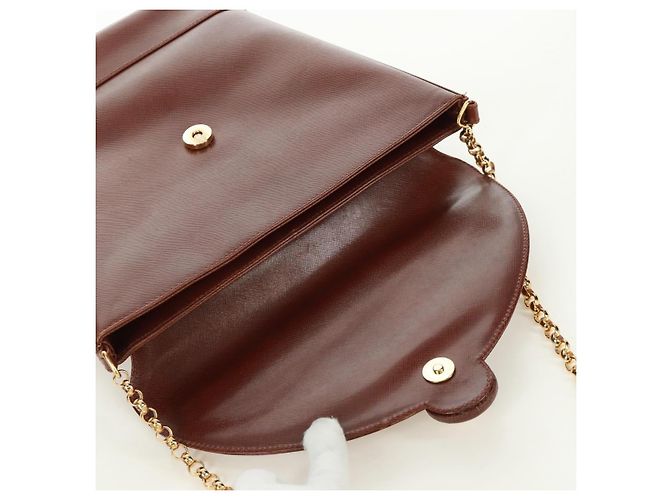 Autre Marque Borsa a spalla a catena in pelle marrone dorato Auth 173250V D'oro - vista 19