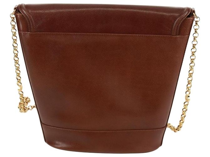 Autre Marque Borsa a spalla a catena in pelle marrone dorato Auth 173250V D'oro - vista 2