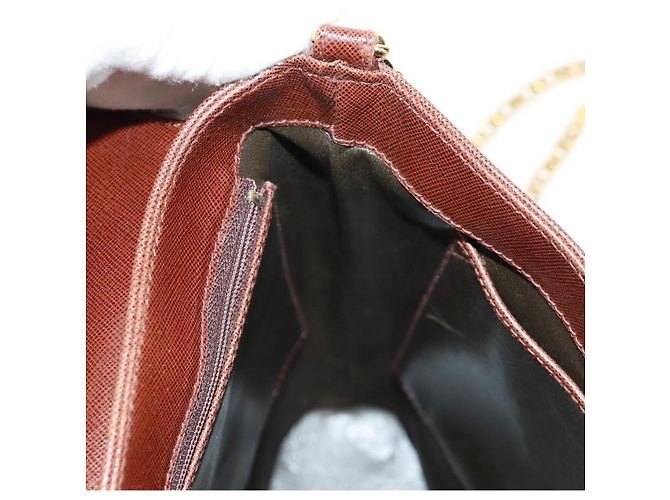 Autre Marque Borsa a spalla a catena in pelle marrone dorato Auth 173250V D'oro - vista 21
