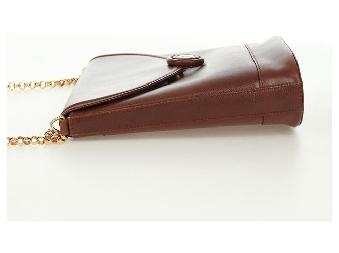 Autre Marque Borsa a spalla a catena in pelle marrone dorato Auth 173250V D'oro - vista 3