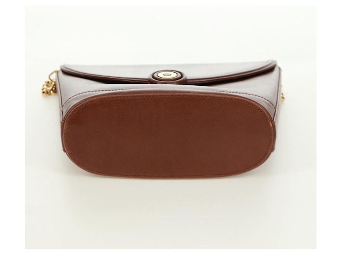 Autre Marque Borsa a spalla a catena in pelle marrone dorato Auth 173250V D'oro - vista 5