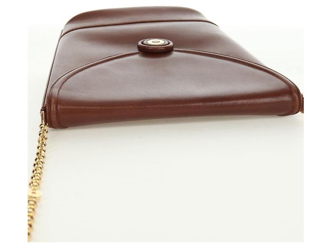 Autre Marque Borsa a spalla a catena in pelle marrone dorato Auth 173250V D'oro - vista 6