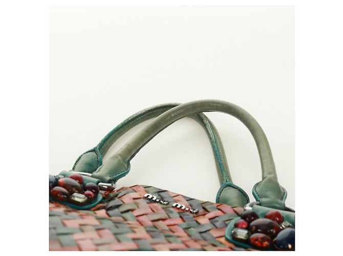 Miu Miu Chain Hand Bag Leather Multicolor Silver Auth 165767V - view 14