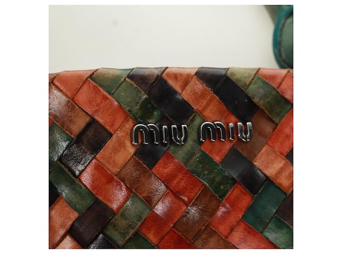 Miu Miu Chain Hand Bag Leather Multicolor Silver Auth 165767V - view 20