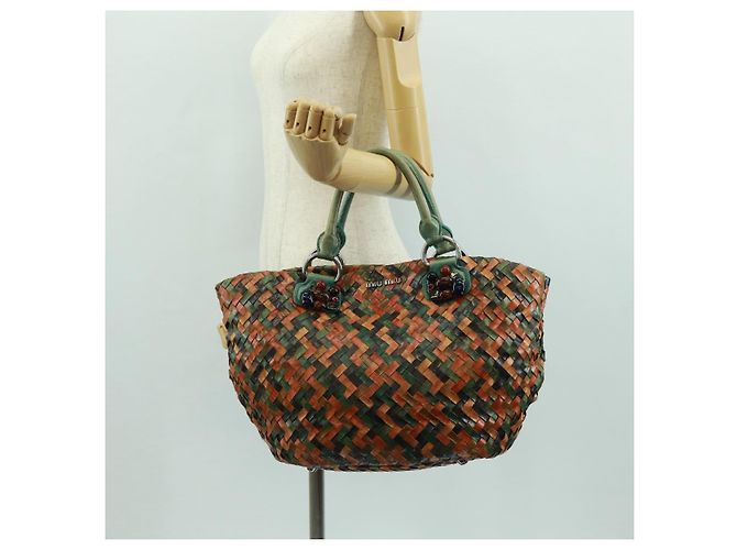Miu Miu Chain Hand Bag Leather Multicolor Silver Auth 165767V - view 26