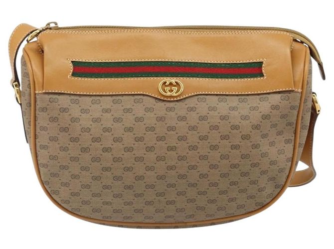 Bolsa Sherry Line em PVC Bege Micro GG Supreme Web da GUCCI 001 115 0918 Auth BA10601 Dourado - vista 13