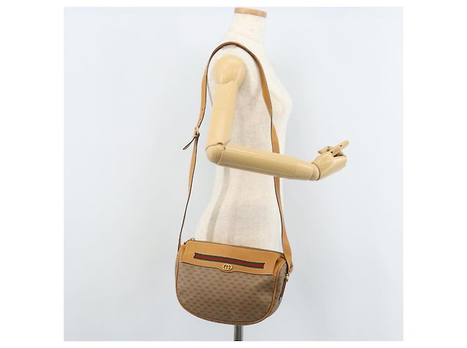 Bolsa Sherry Line em PVC Bege Micro GG Supreme Web da GUCCI 001 115 0918 Auth BA10601 Dourado - vista 22